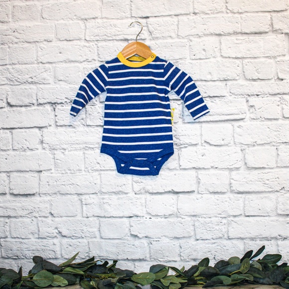 NEW! 3-6 M Primary Blue Stripe Onsie - Picture 1 of 7